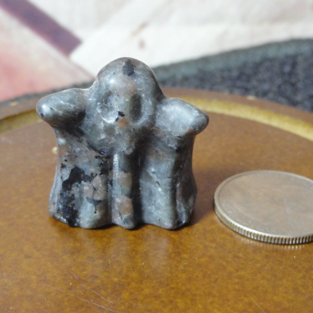 Ghost Carved Flame Stone Crystal~small 1"~Witch Halloween~Spooky Alter Decor